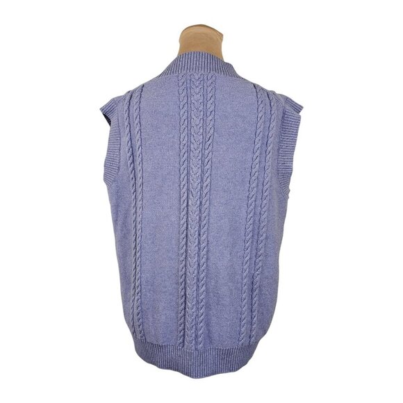 Sunday Best Aritzia Winston Light Purple Pastel Sweater Vest Cable Knit Sz M - Picture 5 of 9